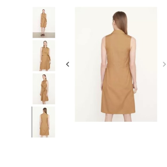VINCE SLEEVELESS WRAP SHIRTDRESS IN TOBACCO COLOR DRESS sz 6 - Picture 5 of 6